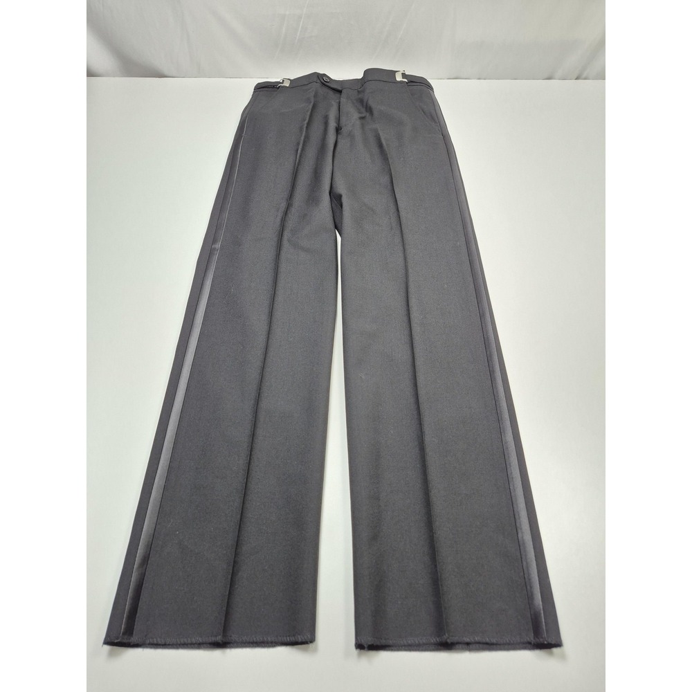 Neil Allyn Suit Pants Mens 31x34 Black Wool Tuxedo Satin Stripe Unhemmed NWT
